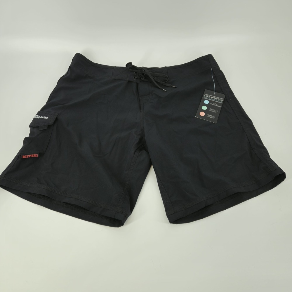 Maui Rippers Women's Size 12 Stretch Quick Dry Black Board Shorts Surf New